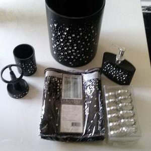 6 piece bathroom set black bling